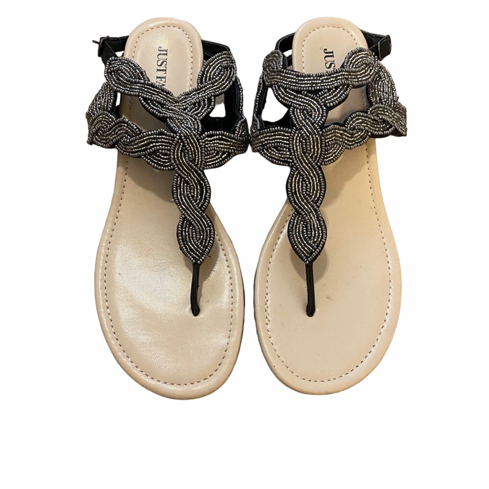 JustFab Black Flat Sandals Size 10